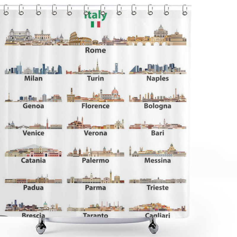 Personality  Italy Cities Cities Skylines Isolated On White Background. Vector High Detailed Illustration Shower Curtains