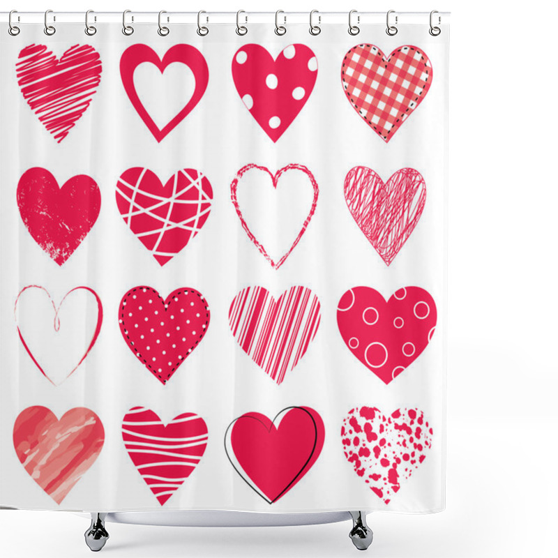 Personality  Vector Hearts Set Shower Curtains