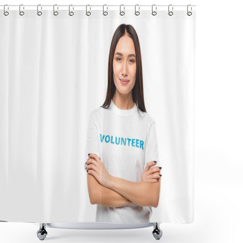 Personality  Volunteer With Crossed Arms Shower Curtains