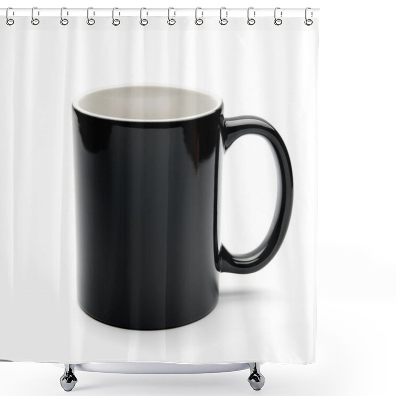 Personality  Black Cup On A White Background Shower Curtains