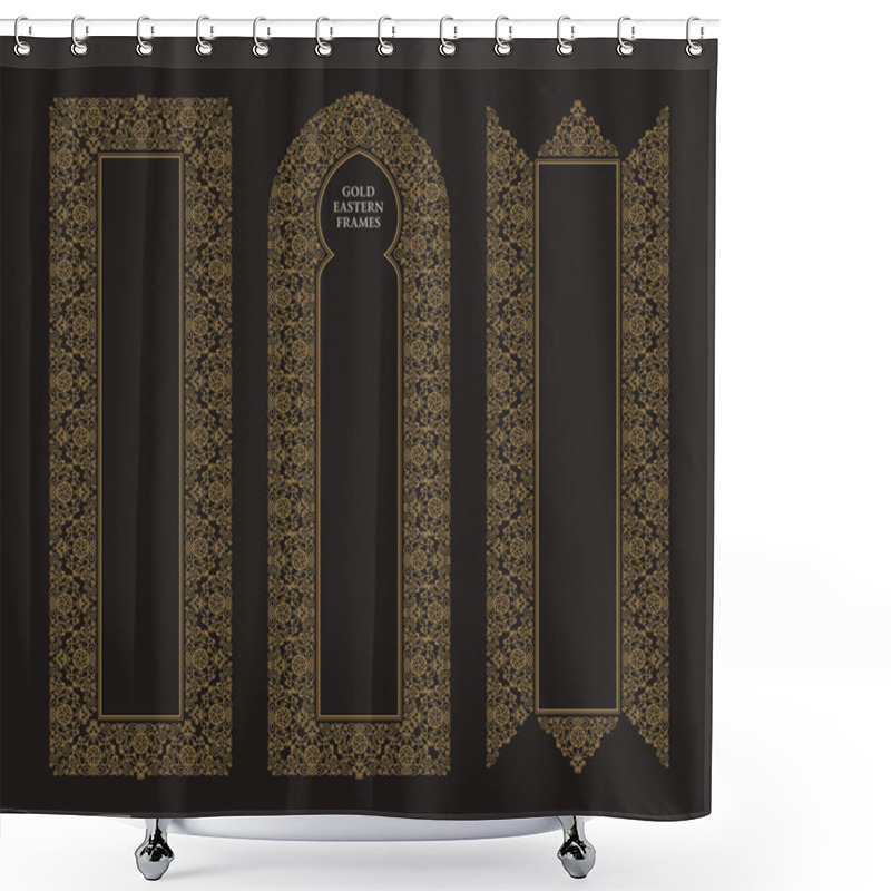 Personality  Eastern Gold Frames, Arch. Template Design Elements In Oriental Style Shower Curtains