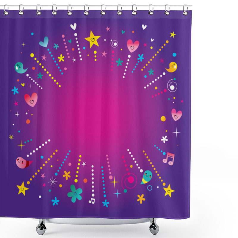 Personality  Happy Fun Bursts Explosion Banner Frame Shower Curtains