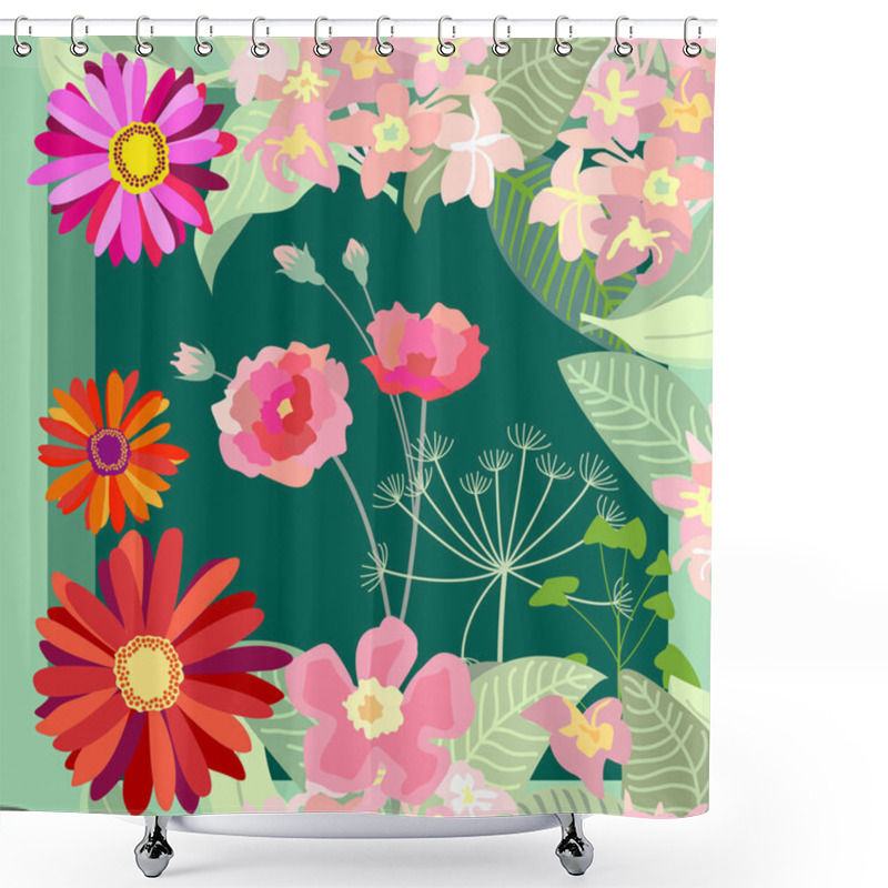 Personality  Autumn Blooming Garden. Roses And Gerbera. Shower Curtains