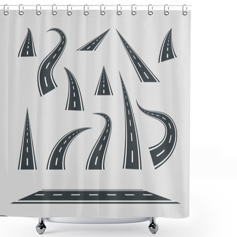 Personality  Set Street And Road Vector Template Isolated On Background. Shower Curtains