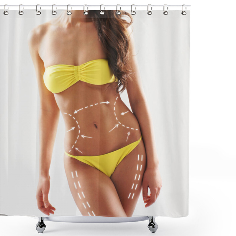 Personality  Female Body With The Drawing Arrows Shower Curtains