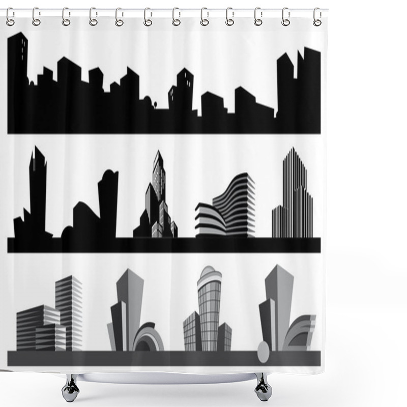 Personality  City Skyline And Urban Icons Shower Curtains