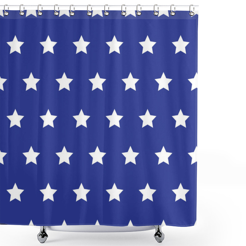 Personality  White Stars On Blue Background Grunge Style Seamless Vector Pattern. American Flag Repeating Background.  Shower Curtains