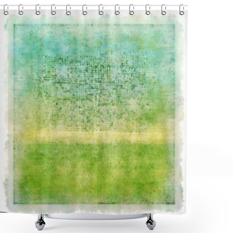 Personality  Highly Detailed Summer-themed Blue And Green Grunge Background Or Paper With Vintage Texture Shower Curtains