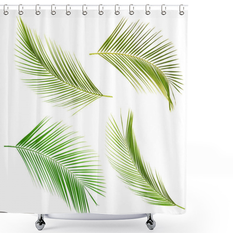 Personality  Set Of Tropical Leaves On White Background Shower Curtains