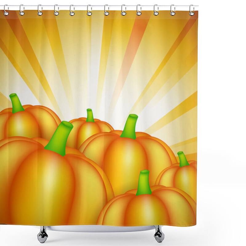 Personality  Harvest Theme With Pumpkins Shower Curtains