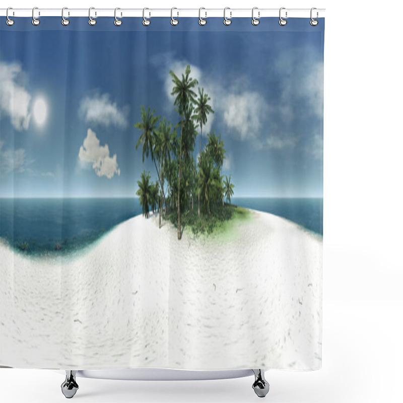 Personality  Panorama 360, Sea, Tropical Island, Palm Trees, Sun Shower Curtains