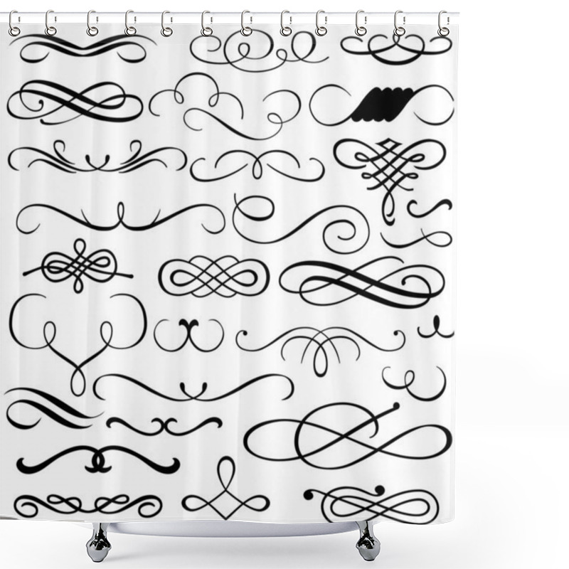 Personality  Set Of Hand Drawn Calligraphy Ornaments In Vector Illustration Style Shower Curtains