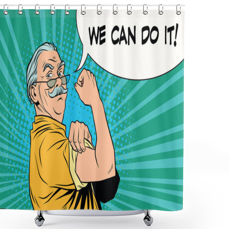 Personality  We Can Do It Old Man Shower Curtains