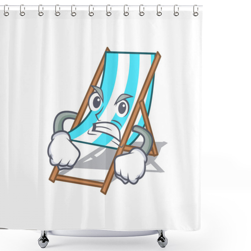 Personality  Angry Beach Chair Mascot Cartoon Vector Illustration Shower Curtains