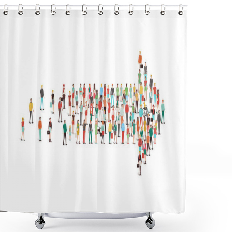 Personality  Crowd Of People Gathered In An Arrow Shape Shower Curtains