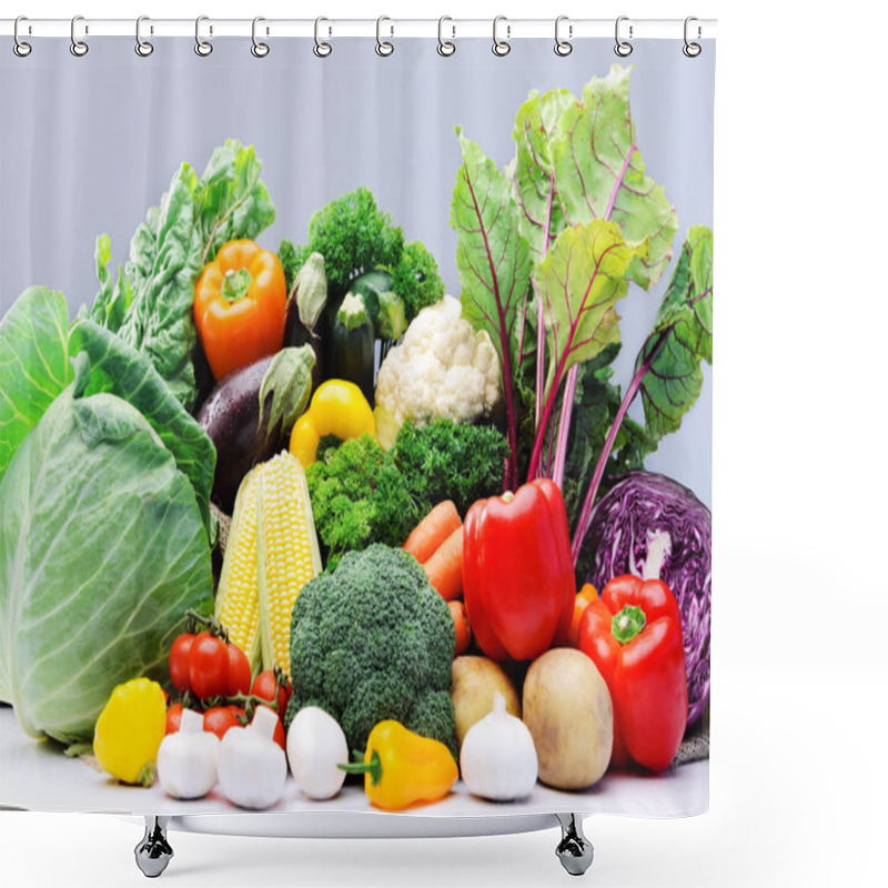 Personality  Variety Of Raw Fresh Produce From Farmers Market Shower Curtains