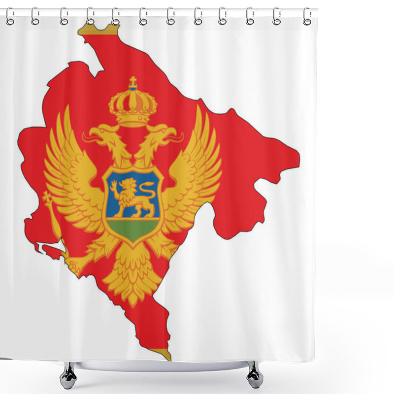 Personality  Country Shape Outlined And Filled With The Flag Of Montenegro Shower Curtains