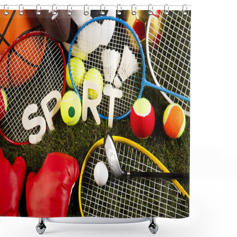 Personality  Sport Equipment And Balls Shower Curtains