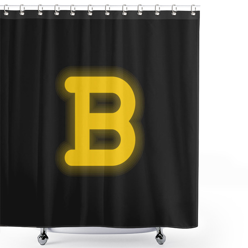 Personality  Bold Yellow Glowing Neon Icon Shower Curtains