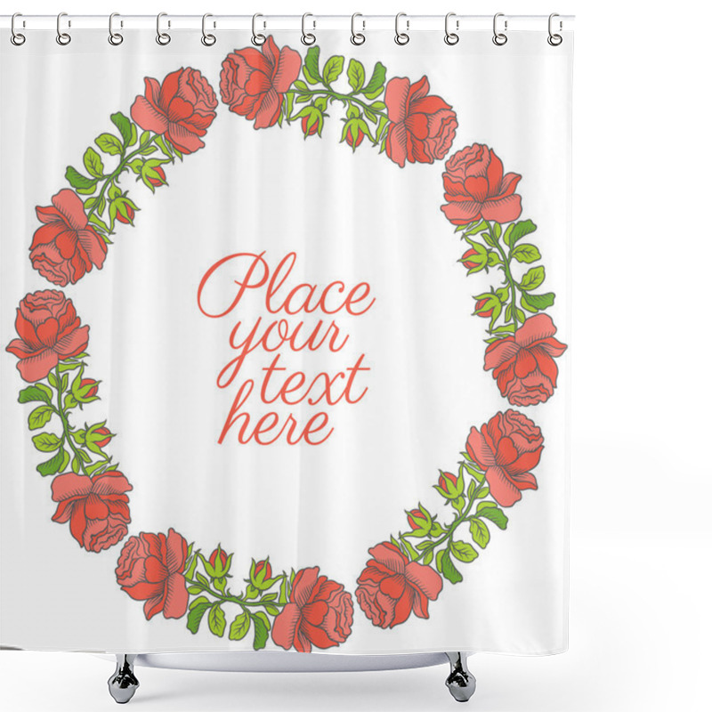 Personality  Round Frame Of Retro Roses  Shower Curtains