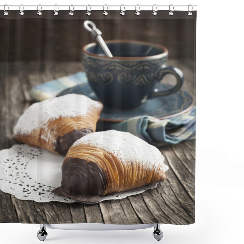 Personality  Sfogliatelle, Shell Shaped Pastry , Traditional Italian Pastry Shower Curtains