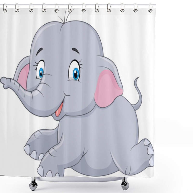 Personality  Cute Baby Elephant Sitting Isolated On White Background Shower Curtains