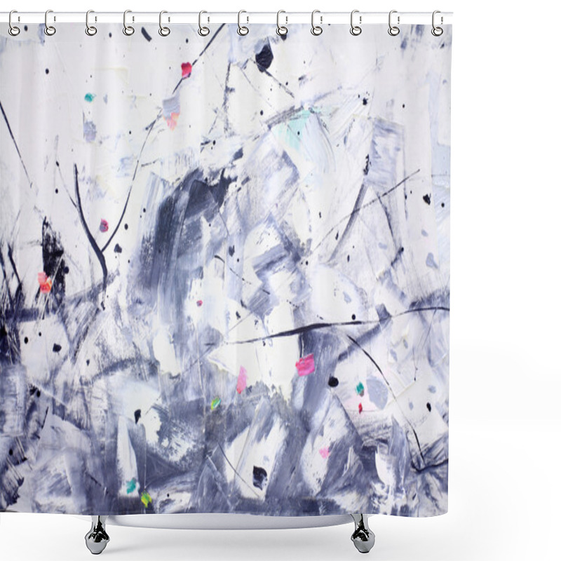 Personality  Abstract Painting And Blue Paint Shower Curtains