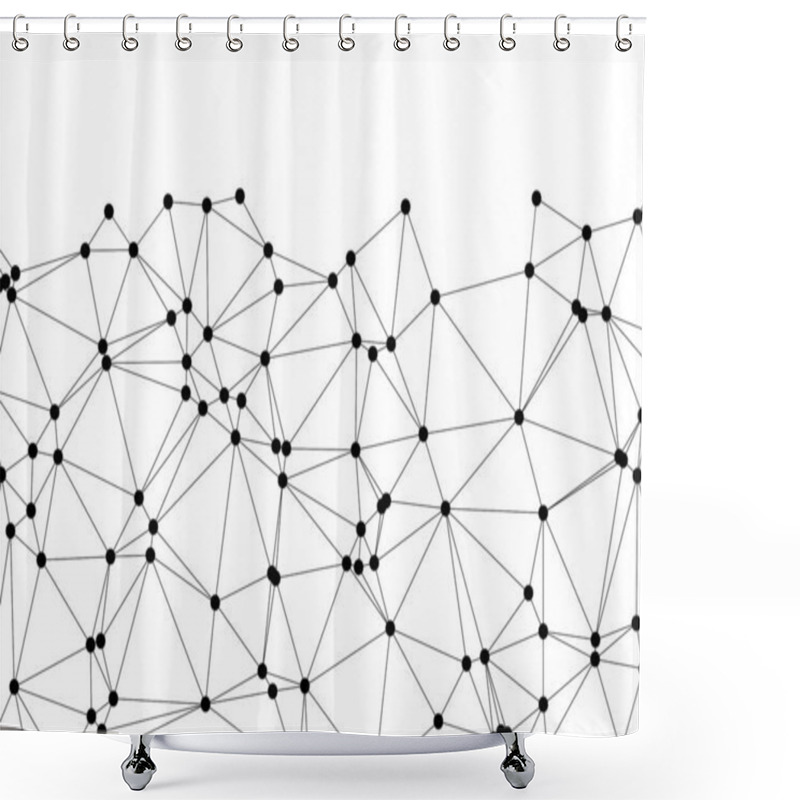 Personality  Abstract Polygonal Mesh With Black Nodes And Thin Lines, Creating A Minimalist Geometric Network Pattern Shower Curtains