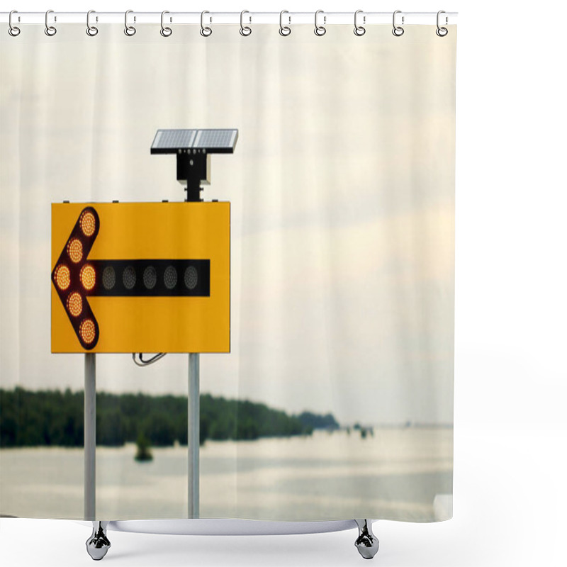 Personality  Arrow Traffic Solar Signs On Nature Background Shower Curtains