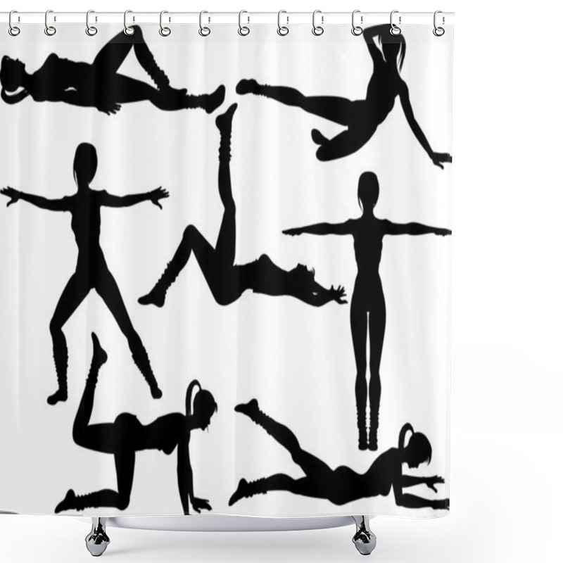 Personality  Aerobics Silhouettes Shower Curtains