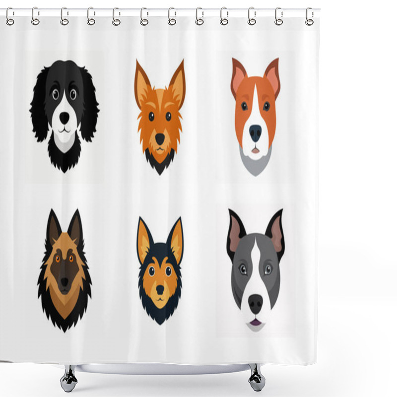 Personality  Dog Head Breed Vector Art Illustration Bundle Shower Curtains