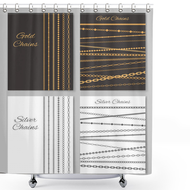 Personality  Gold And Silver Chains Promotional Posters Set Shower Curtains