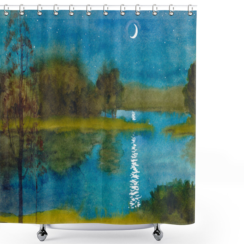 Personality  Quiet Moonlit Night Shower Curtains