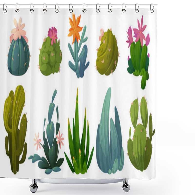 Personality  Cute Cactuses, Succulents And Desert Plants Shower Curtains