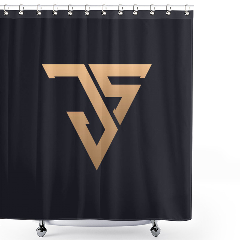 Personality  JS Logo Design. Modern, Minimal, Elegant And Luxury JS Logo. Sleek Triangle Monogram Letter JS Logo Design For Brand Corporate Business Identity. Shower Curtains