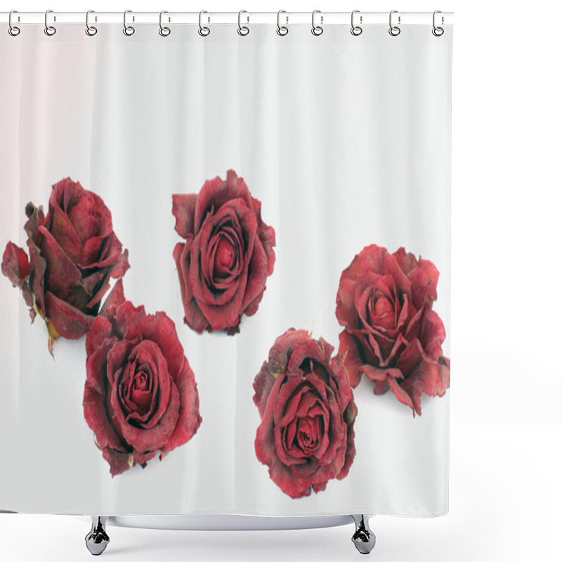 Personality  Dried Roses On A White Background Shower Curtains