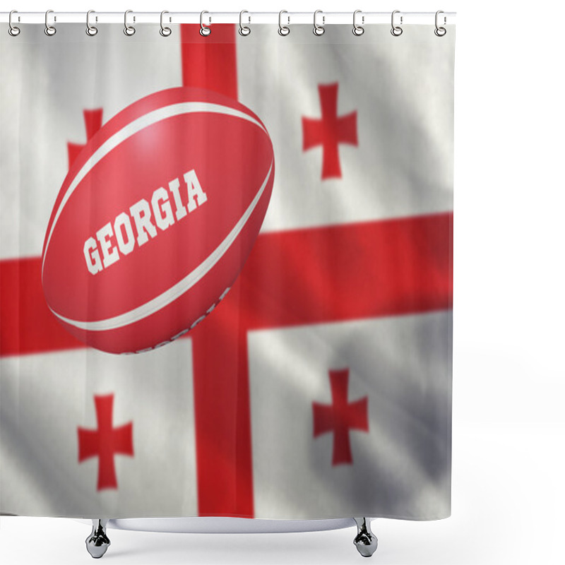 Personality  Georgia Rugby Ball Shower Curtains