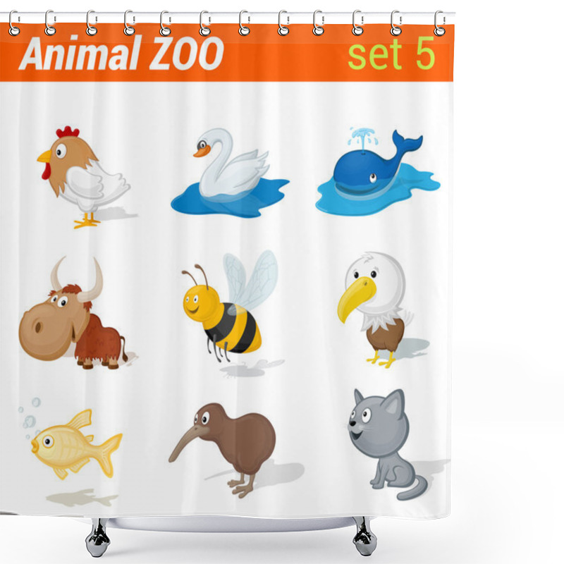 Personality  Funny Children Animals Icon Set. Shower Curtains