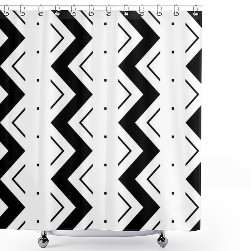 Personality  Design Seamless Monochrome Grid Pattern. Abstract Zigzag Background. Vector Art Shower Curtains