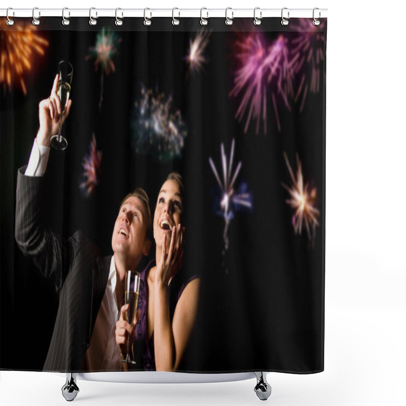 Personality  New Years Couple Shower Curtains