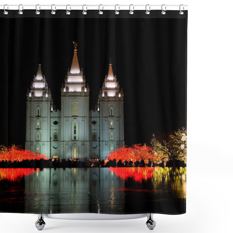 Personality  Temple Square Salt Lake City Utah With Christmas Lights Shower Curtains