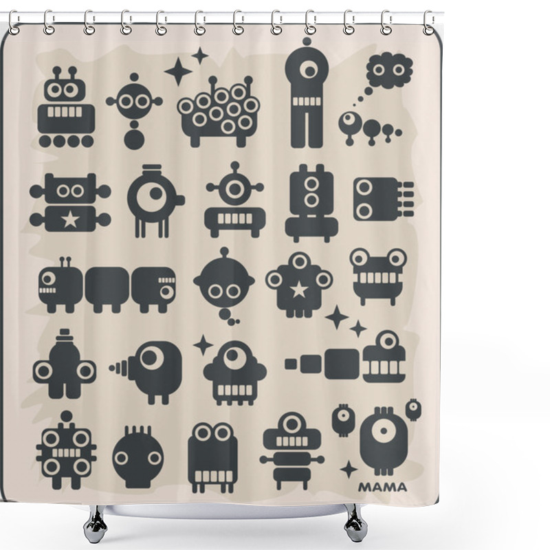 Personality  Robots, Monsters, Aliens Collection #2. Shower Curtains