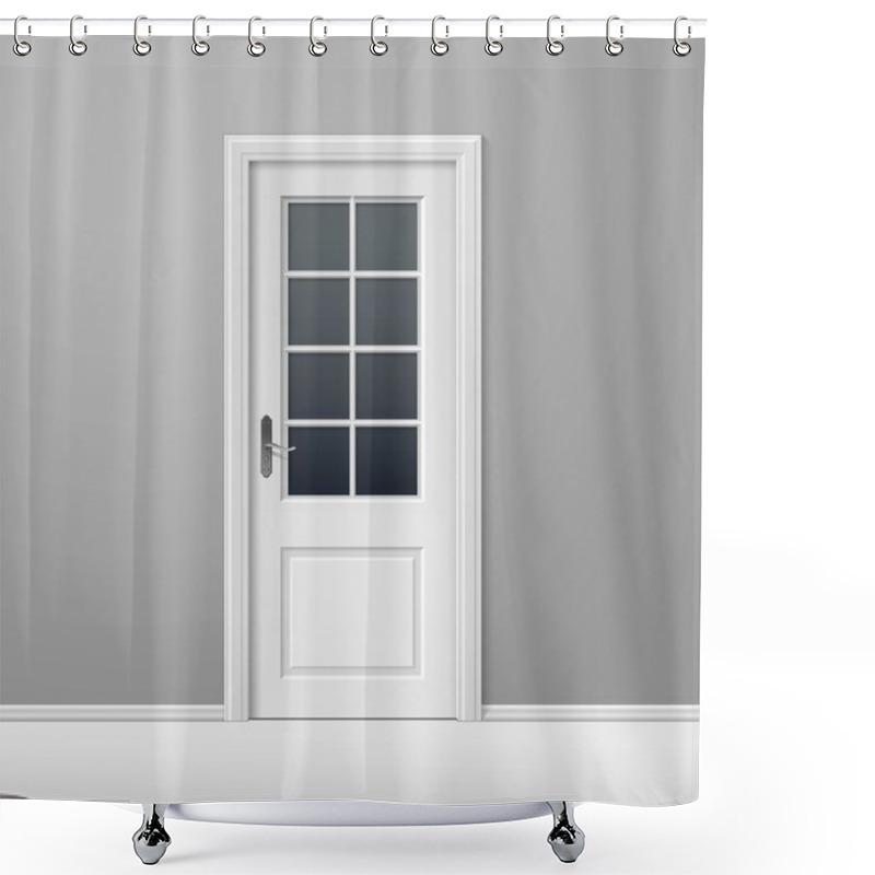 Personality  Vector White Closed Door With Frame Shower Curtains