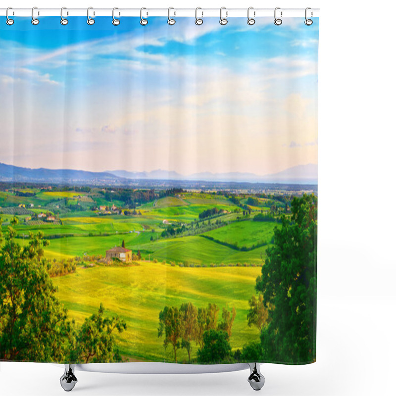 Personality  Maremma, Rural Sunset Landscape. Countryside Old Farm And Green  Shower Curtains