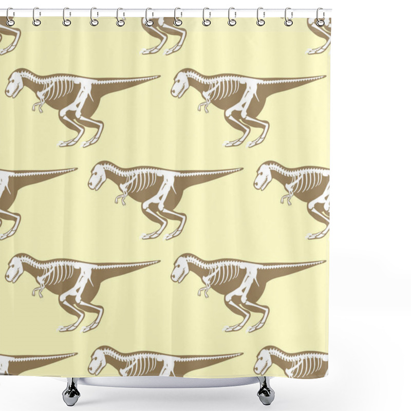 Personality  Dinosaurs Skeletons Silhouettes Seamless Pattern Fossil Bone Tyrannosaurus Prehistoric Animal Dino Bone Vector Flat Illustration. Shower Curtains