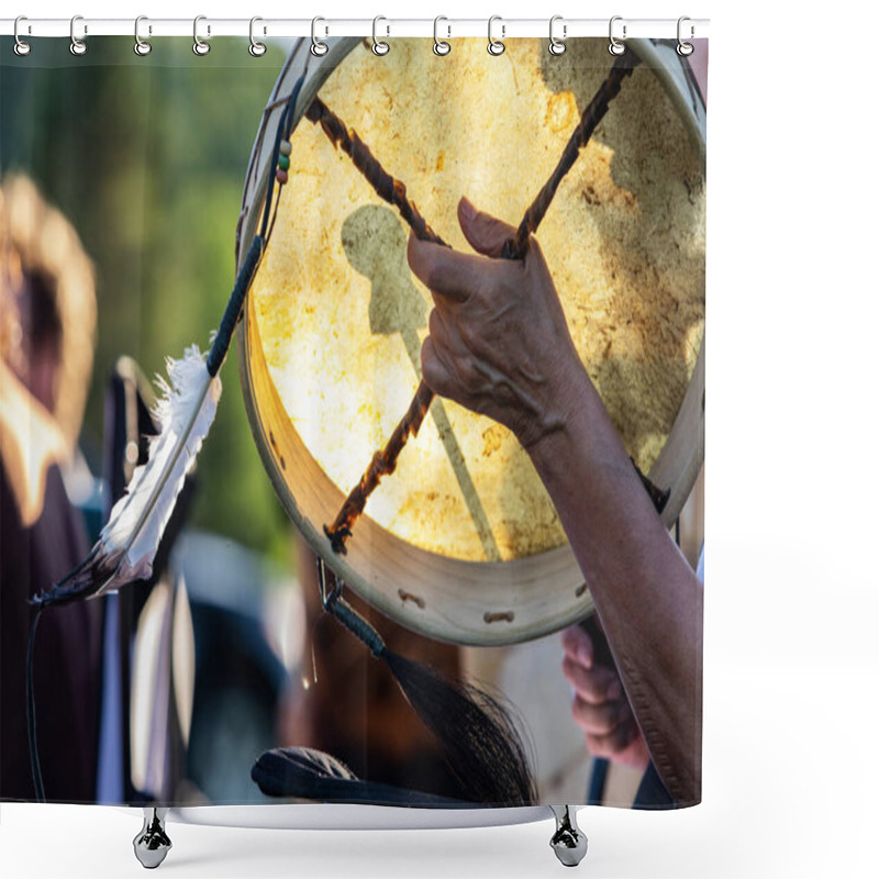 Personality  Sacred Drums During Spiritual Singing. Shower Curtains