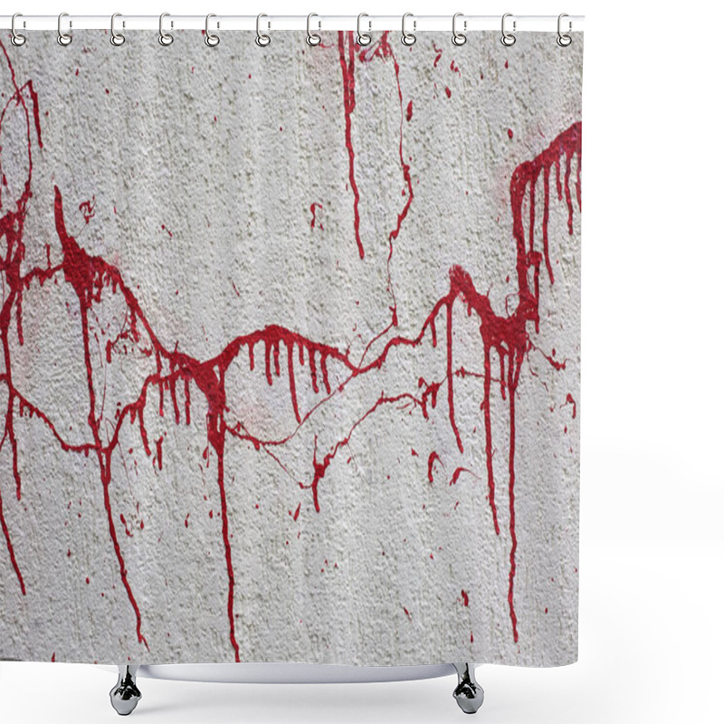 Personality  Background Texture Wall With Red Blood Like Paint Streaks. Shower Curtains