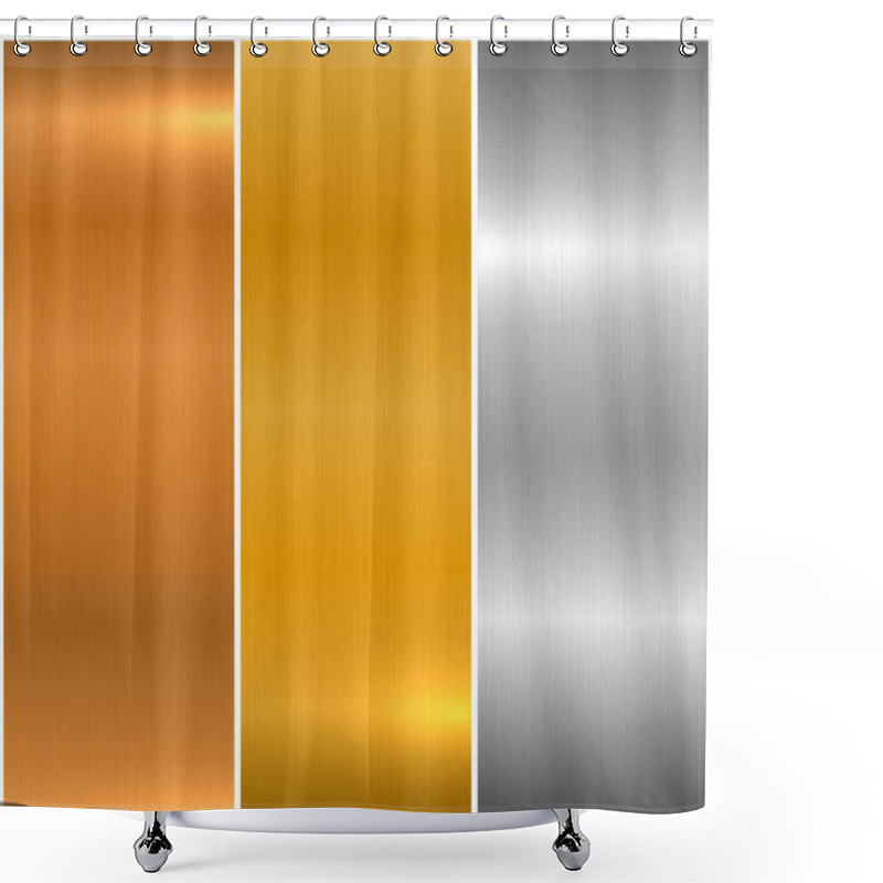 Personality  Collection Of Bright Brushed Metallic Textures. Shiny Polished Metal Backgrounds Shower Curtains