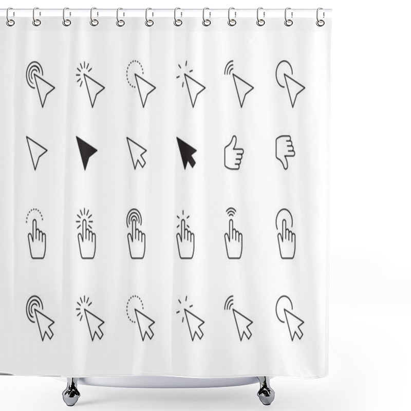 Personality  Mouse Arrow Cursor. Ui Interface Pointer Hand Digital Symbols For Computer Display Screen. Vector Interactive Icons Set Shower Curtains