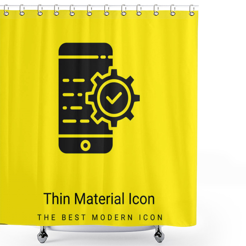 Personality  Application Minimal Bright Yellow Material Icon Shower Curtains